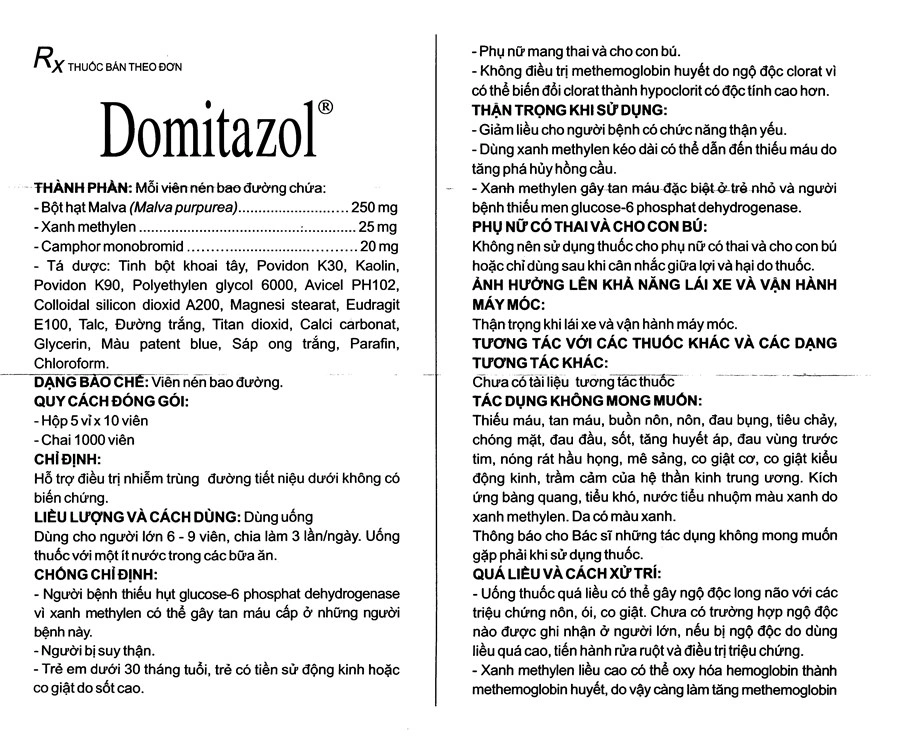 Domitazol hỗ trợ trị nhiễm trùng đường tiết niệu dưới không biến chứng (5 vỉ x 10 viên) - 5